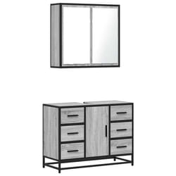 vidaXL 2 Piece Bathroom Furniture Set Brown Oak Engineered Wood - grey sonoma