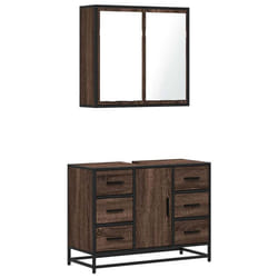 vidaXL 2 Piece Bathroom Furniture Set Brown Oak Engineered Wood - brown oak