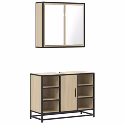 vidaXL Bathroom Furniture Set Sink Cabinet Cupboard 2 Piece Engineered Wood - sonoma oak