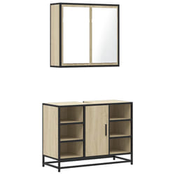 vidaXL Bathroom Furniture Set Sink Cabinet Cupboard 2 Piece Engineered Wood - sonoma oak