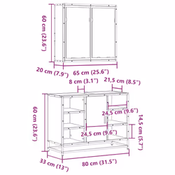 vidaXL Bathroom Furniture Set Sink Cabinet Cupboard 2 Piece Engineered Wood - sonoma oak - Additional view 10