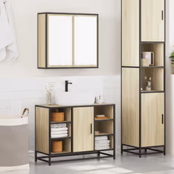 vidaXL Bathroom Furniture Set Sink Cabinet Cupboard 2 Piece Engineered Wood - sonoma oak