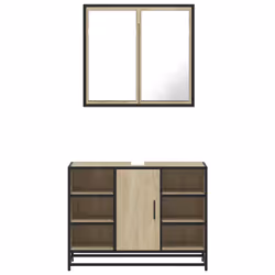 vidaXL Bathroom Furniture Set Sink Cabinet Cupboard 2 Piece Engineered Wood - sonoma oak - Additional view 4