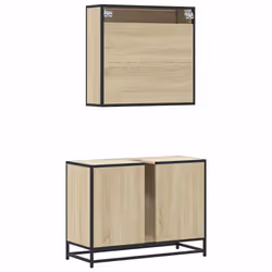 vidaXL Bathroom Furniture Set Sink Cabinet Cupboard 2 Piece Engineered Wood - sonoma oak - Additional view 6
