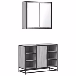 vidaXL Bathroom Furniture Set Sink Cabinet Cupboard 2 Piece Engineered Wood - grey sonoma