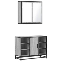 vidaXL Bathroom Furniture Set Sink Cabinet Cupboard 2 Piece Engineered Wood - grey sonoma