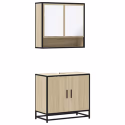 vidaXL 2 Piece Bathroom Furniture Set Brown Oak Engineered Wood - sonoma oak