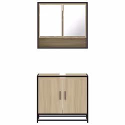 vidaXL 2 Piece Bathroom Furniture Set Brown Oak Engineered Wood - sonoma oak - Additional view 4