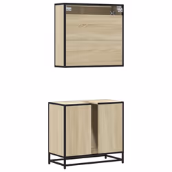 vidaXL 2 Piece Bathroom Furniture Set Brown Oak Engineered Wood - sonoma oak - Additional view 6