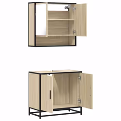 vidaXL 2 Piece Bathroom Furniture Set Brown Oak Engineered Wood - sonoma oak - Additional view 7