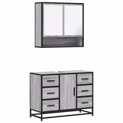 VidaXL 3300933, Grey, Oak, Metal, Wood, 60 kg, 800 mm, 330 mm, 600 mm
