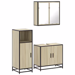 vidaXL 3 Piece Bathroom Furniture Set Sonoma Oak Engineered Wood - sonoma oak