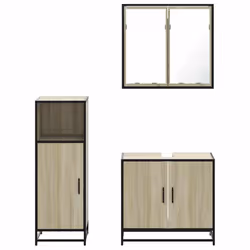 vidaXL 3 Piece Bathroom Furniture Set Sonoma Oak Engineered Wood - sonoma oak - Additional view 4