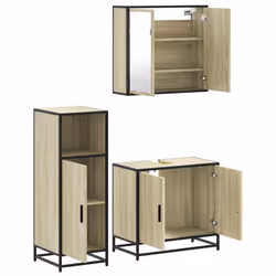 vidaXL 3 Piece Bathroom Furniture Set Sonoma Oak Engineered Wood - sonoma oak - Additional view 5