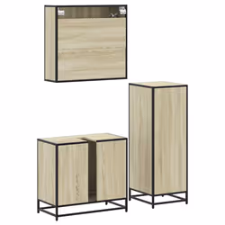 vidaXL 3 Piece Bathroom Furniture Set Sonoma Oak Engineered Wood - sonoma oak - Additional view 7