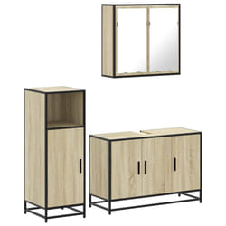 vidaXL 3 Piece Bathroom Furniture Set Smoked Oak Engineered Wood - sonoma oak