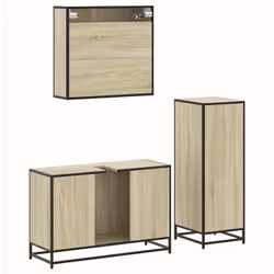 vidaXL 3 Piece Bathroom Furniture Set Smoked Oak Engineered Wood - sonoma oak - Additional view 7