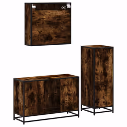 vidaXL 3 Piece Bathroom Furniture Set Smoked Oak Engineered Wood - smoked oak - Additional view 7