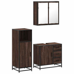 vidaXL 3 Piece Bathroom Furniture Set Brown Oak Engineered Wood - brown oak