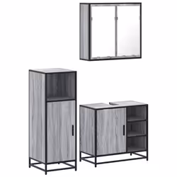 vidaXL 3 Piece Bathroom Furniture Set Black Engineered Wood bathroom cabinet - grey sonoma