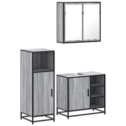 vidaXL 3 Piece Bathroom Furniture Set Black Engineered Wood bathroom cabinet - grey sonoma
