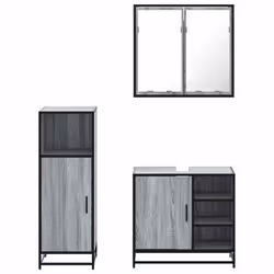 vidaXL 3 Piece Bathroom Furniture Set Black Engineered Wood bathroom cabinet - grey sonoma - Additional view 4
