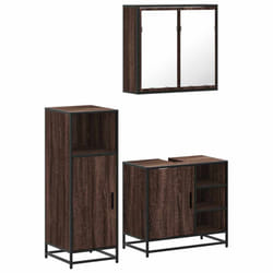 vidaXL 3 Piece Bathroom Furniture Set Black Engineered Wood bathroom cabinet - brown oak
