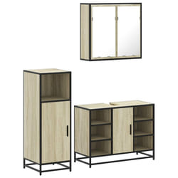 vidaXL 3 Piece Bathroom Furniture Set Sonoma Oak Engineered Wood - sonoma oak