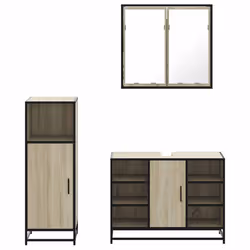 vidaXL 3 Piece Bathroom Furniture Set Sonoma Oak Engineered Wood - sonoma oak - Additional view 4