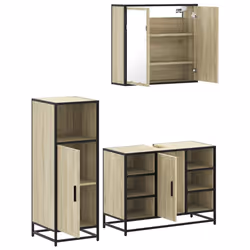 vidaXL 3 Piece Bathroom Furniture Set Sonoma Oak Engineered Wood - sonoma oak - Additional view 5