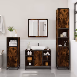 vidaXL 3 Piece Bathroom Furniture Set Sonoma Oak Engineered Wood - smoked oak