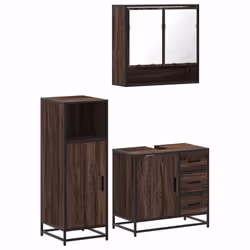 vidaXL 3 Piece Bathroom Furniture Set Sonoma Oak Engineered Wood - brown oak