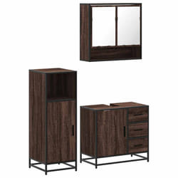 vidaXL 3 Piece Bathroom Furniture Set Sonoma Oak Engineered Wood - brown oak