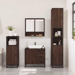 vidaXL 3 Piece Bathroom Furniture Set Sonoma Oak Engineered Wood - brown oak