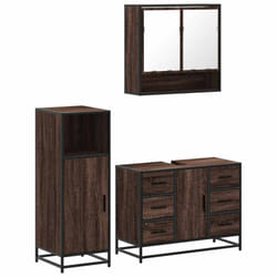 vidaXL 3 Piece Bathroom Furniture Set Black Engineered Wood bathroom cabinet - brown oak