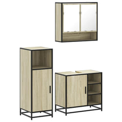 vidaXL 3 Piece Bathroom Furniture Set Brown Oak Engineered Wood - sonoma oak