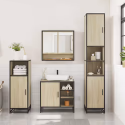 vidaXL 3 Piece Bathroom Furniture Set Brown Oak Engineered Wood - sonoma oak