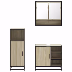 vidaXL 3 Piece Bathroom Furniture Set Brown Oak Engineered Wood - sonoma oak - Additional view 4