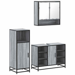 vidaXL 3 Piece Bathroom Furniture Set Black Engineered Wood bathroom cabinet - grey sonoma