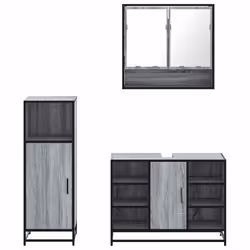 vidaXL 3 Piece Bathroom Furniture Set Black Engineered Wood bathroom cabinet - grey sonoma - Additional view 4