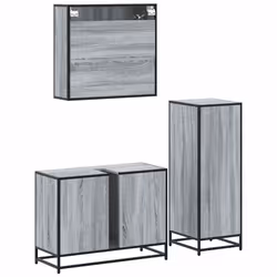 vidaXL 3 Piece Bathroom Furniture Set Black Engineered Wood bathroom cabinet - grey sonoma - Additional view 7