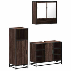 vidaXL 3 Piece Bathroom Furniture Set Black Engineered Wood bathroom cabinet - brown oak
