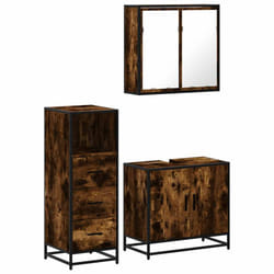vidaXL 3 Piece Bathroom Furniture Set Black Engineered Wood bathroom cabinet - smoked oak
