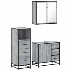 vidaXL 3 Piece Bathroom Furniture Set Grey Sonoma Engineered Wood - grey sonoma