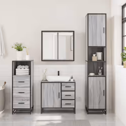 vidaXL 3 Piece Bathroom Furniture Set Grey Sonoma Engineered Wood - grey sonoma