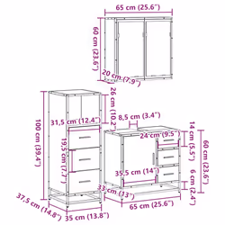 vidaXL 3 Piece Bathroom Furniture Set Grey Sonoma Engineered Wood - grey sonoma