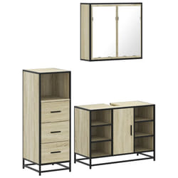 vidaXL 3 Piece Bathroom Furniture Set Black Engineered Wood bathroom cabinet - sonoma oak