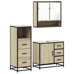 vidaXL 3 Piece Bathroom Furniture Set Smoked Oak Engineered Wood - sonoma oak