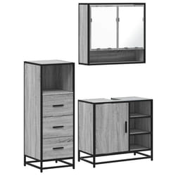vidaXL 3 Piece Bathroom Furniture Set Grey Sonoma Engineered Wood - grey sonoma