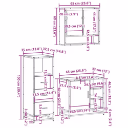 vidaXL 3 Piece Bathroom Furniture Set Grey Sonoma Engineered Wood - grey sonoma - Additional view 10